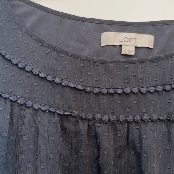 Loft 3/4 bell sleeve charcoal gray blouse. Size XL. - Picture 3 of 7
